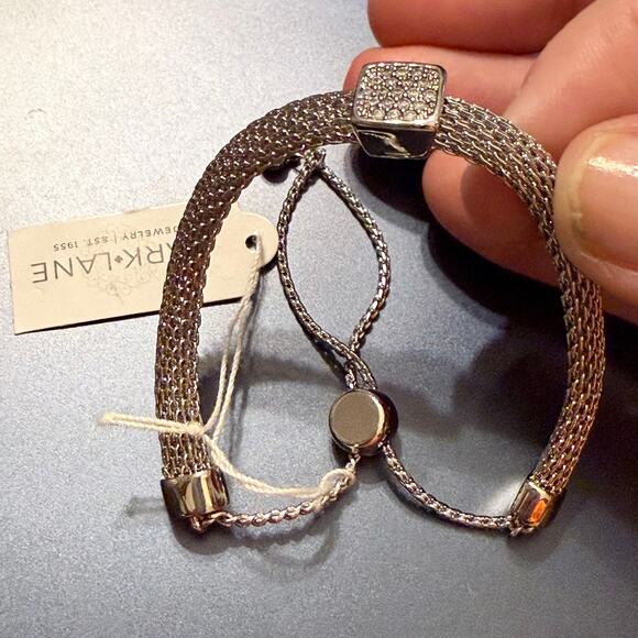 Park Lane PLUSH Bracelet Silver Pave Crystal Adjustable NWT - Picture 1 of 7